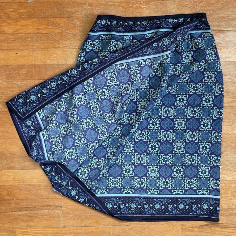 Vintage Floral Damask Skirt Size XL/1X 33-36" Waist 1990s Straight Cut Midi - Picture 3 of 6